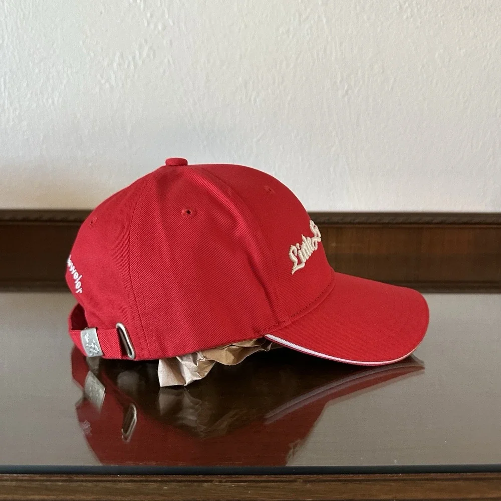 Little Switzerland‎ Hat #1 Jeweler Caribbean Embroidered Red Slideback Cap Hat